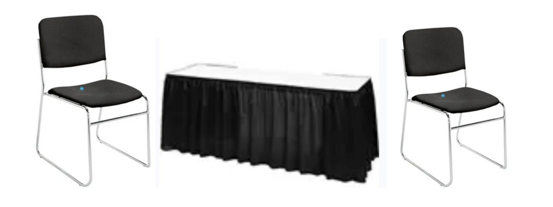 Furniture Package - 2 chairs, 6-foot table with skirting, waste basket and company name plate