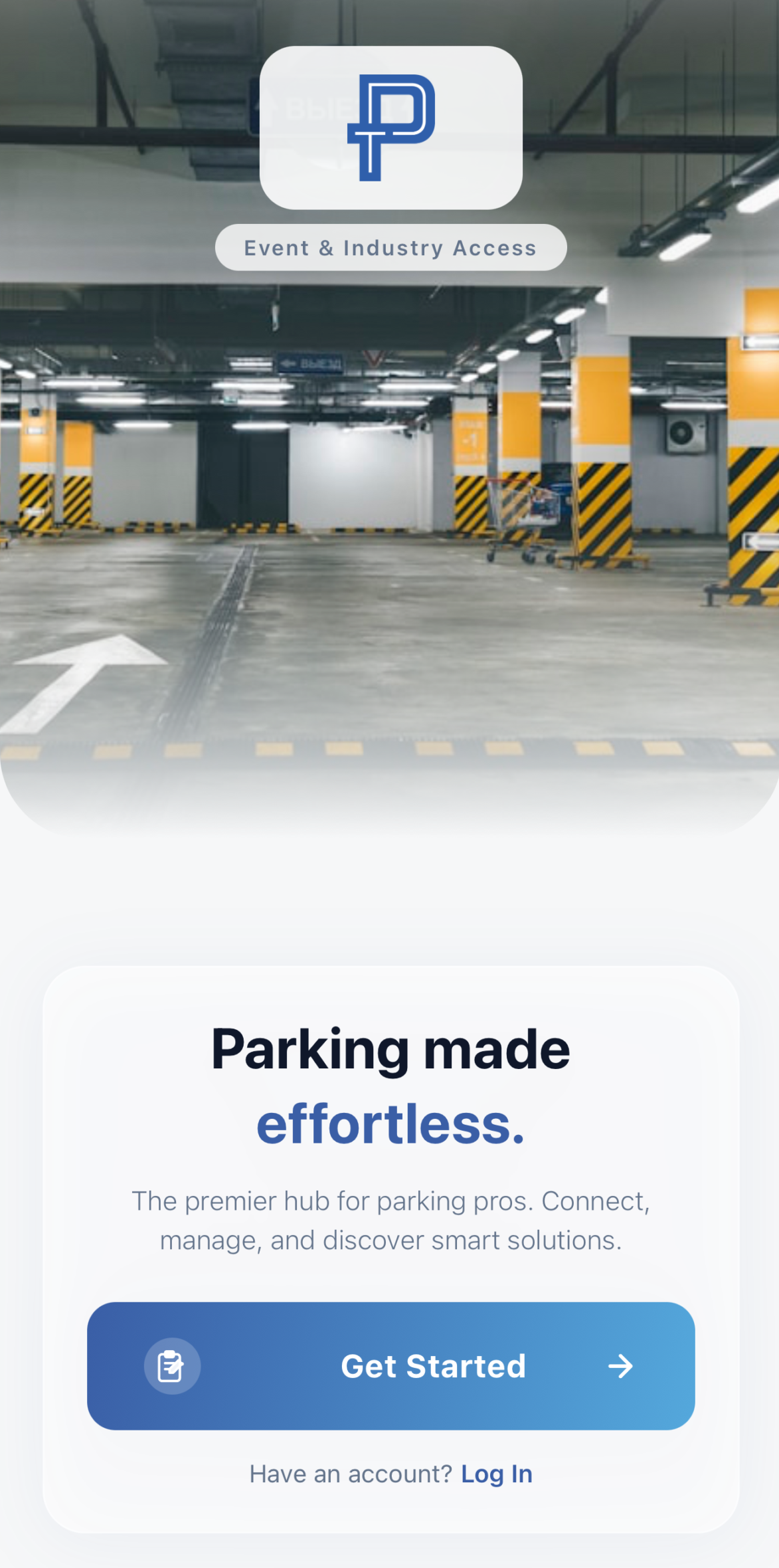 Parking Today App Welcome Screen