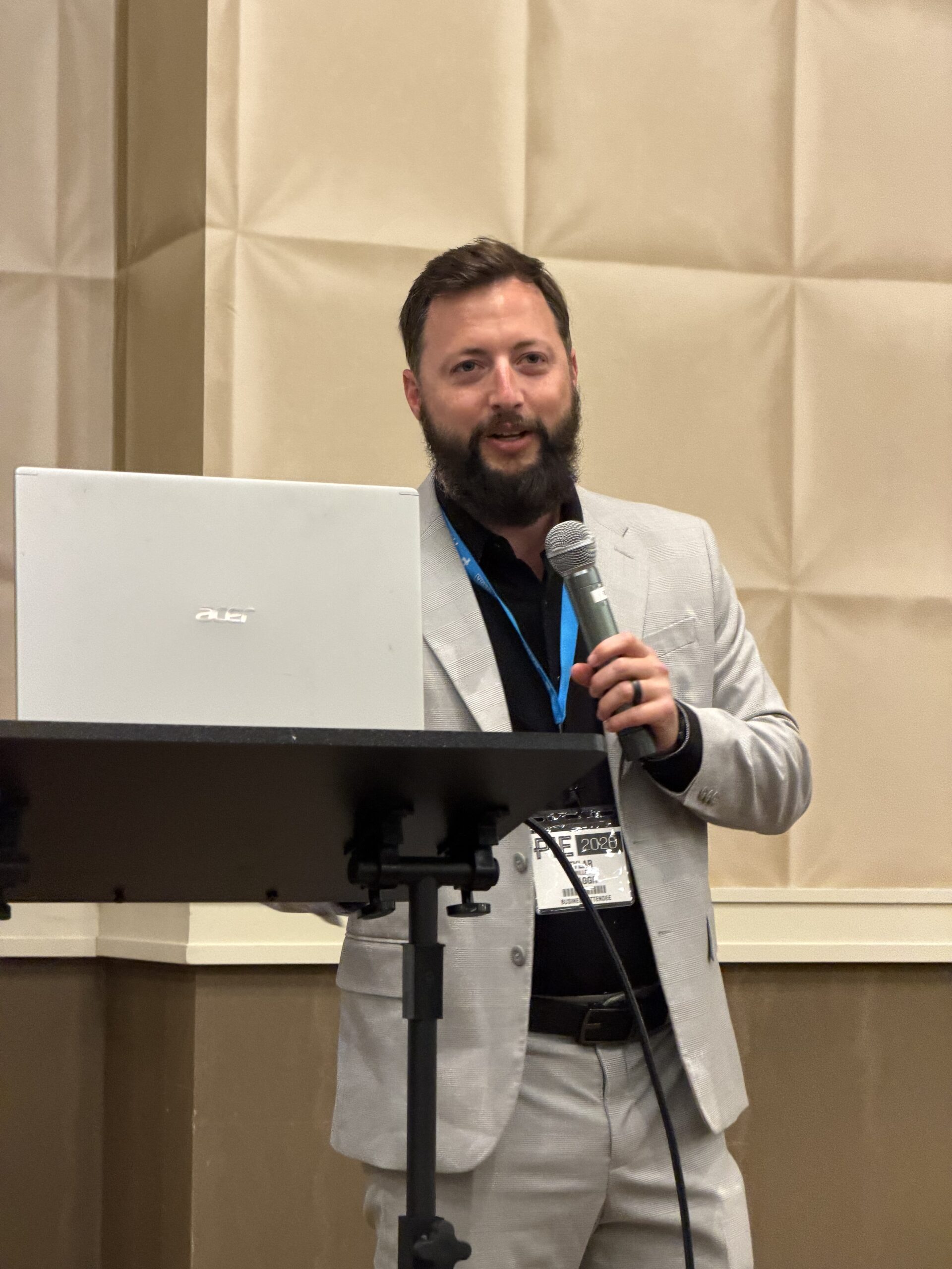 A contestant presenting at PIE 2026